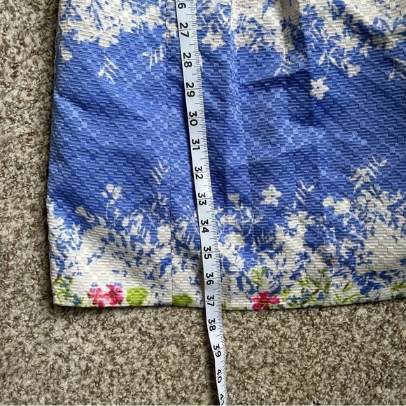 🦋 Tahari Blue Floral V-Neck Fit & Flare Sleeveless Mini Tea Dress Spring 10 - Picture 5 of 6